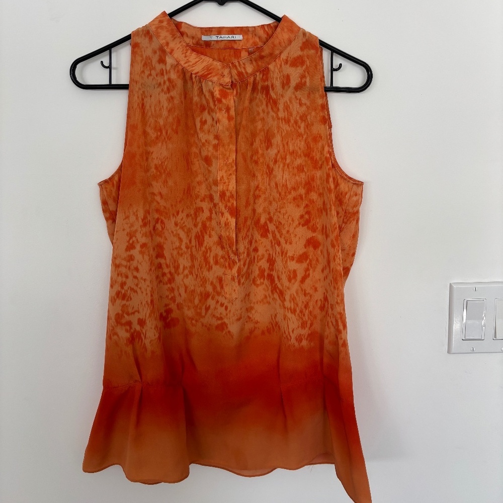 Tahari Orange Sleeveless Blouse • Size Small